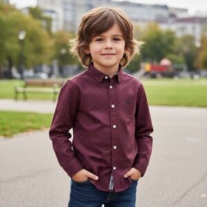 SHIRT H&M button down polka dot collared shirt 5t